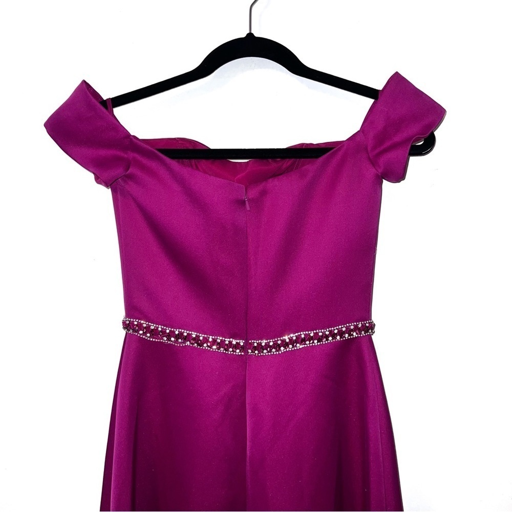 NEW Glamour Terani Couture Pink Fuchsia Off The Shoulder Beaded Gown Dress Prom - Picture 5 of 14